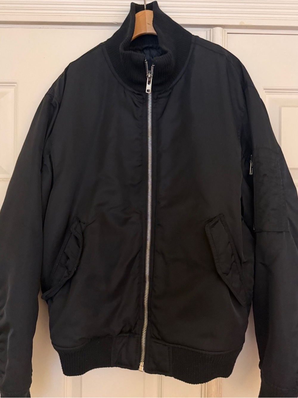 Abercrombie & Fitch Black Bomber Jacket with Ribbed Trim